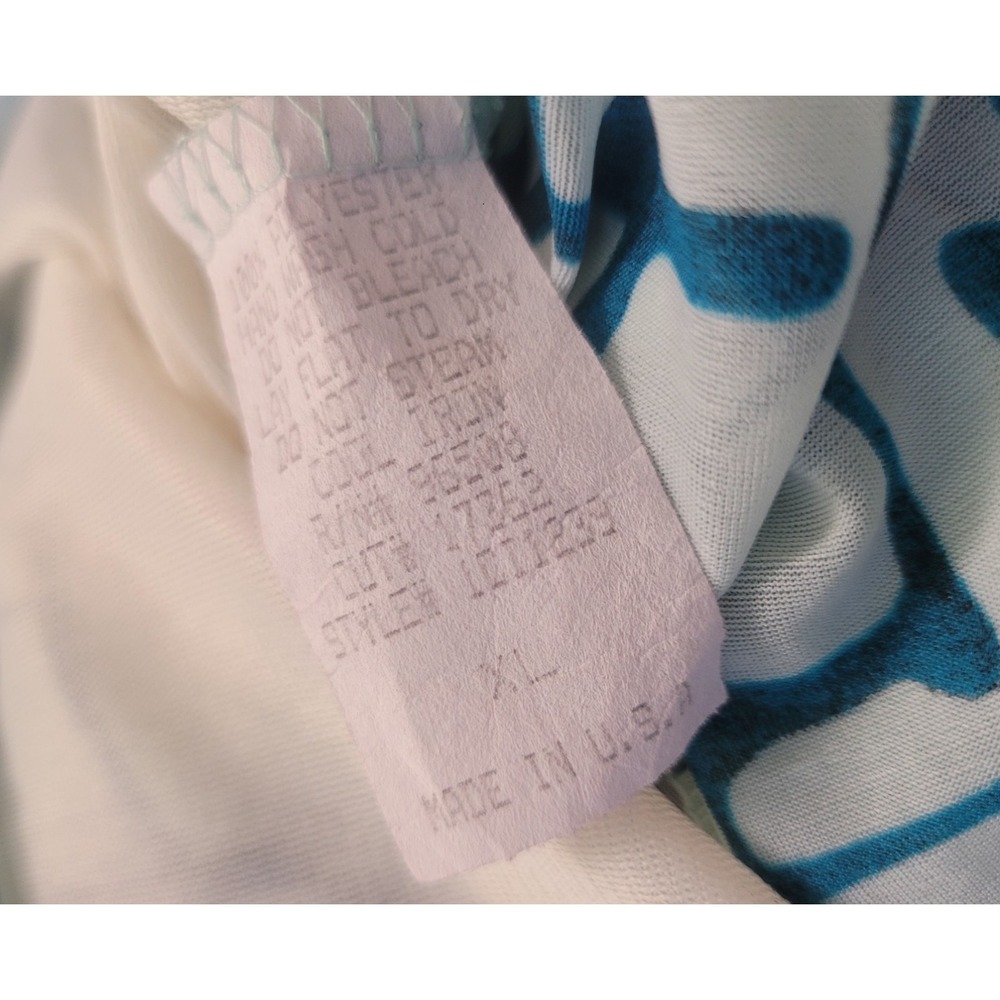 Vintage 90s Y2K Bat Wing Top Sheer Baby Blue Geometric Fang Glam L/XL Tie Waist - Picture 7 of 12